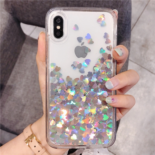 Floating Hearts Silver iPhone 12 and 12 Pro Phone Case