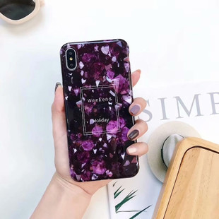 Marble Effect Black And Purple iPhone XR Phone Case