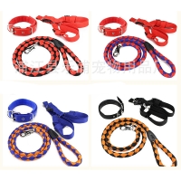 3pc Strong Nylon Rope Dog Lead Leash Collar Chest Back Harness Set S M L XL XXL
