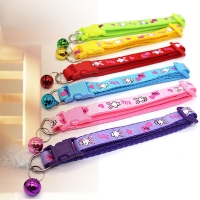 Bunny Rabbits Patterned Cat Collar Adjustable Kitten Puppy Dog Bell Snap Buckle