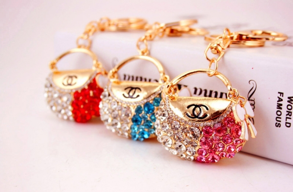 Classic Handbag Shape Crystal Diamante Bag Charms Handbag Keyrings Pendant