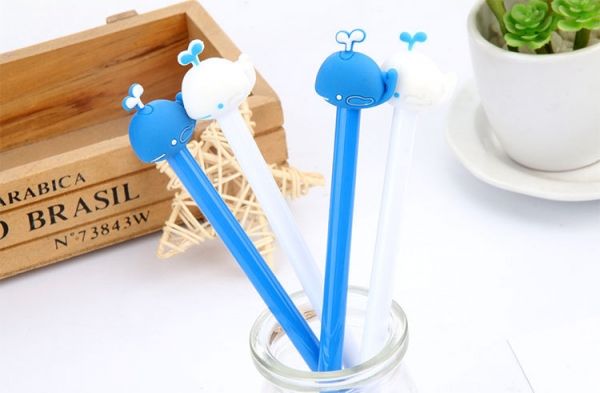 4-12pc Blue White Whales Ballpoint Gel Pens Cute Kids Party Gift Bag Fillers