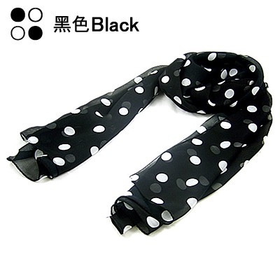 White Dots Fashion Ladies Scarves Black Chiffon Scarf Womens Shawls