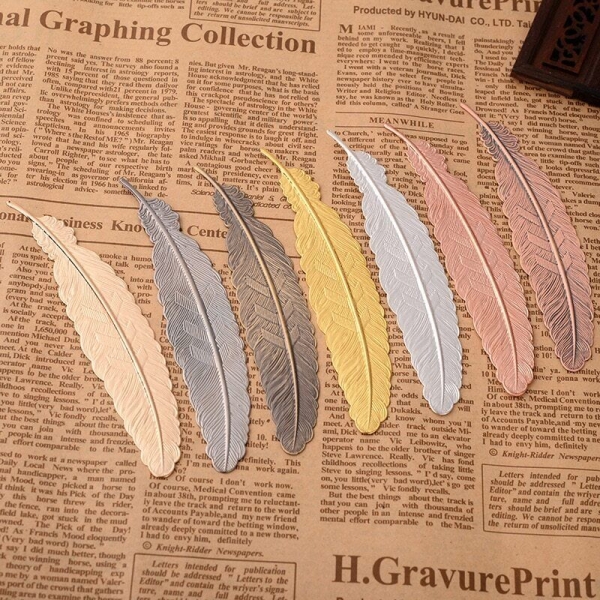 Gold Silver Bronze Vintage Metal Bird Feather Bookmarks For Books Book Markers