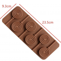 6 Swirl Lollipops Silicone Mould Chocolate Fondant Jelly Ice Cube Mold
