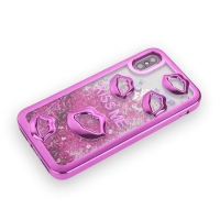 Glitter Liquid Sexy Lips Rose iPhone XR Phone Case
