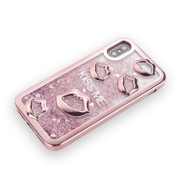 Glitter Liquid Sexy Lips Rose Gold iPhone 6 Plus 6S Plus Phone Case