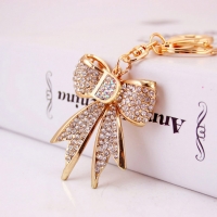 Sparkling White Bow Letter D Crystal Diamante Bag Charms Handbag Keyring Pendant