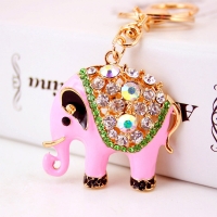 Indian Style Elephant Crystal Diamante Bag Charms Handbag Keyrings Pendant