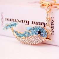 Dolphin Sealife Animals Crystal Diamante Bag Charms Handbag Keyrings Pendant