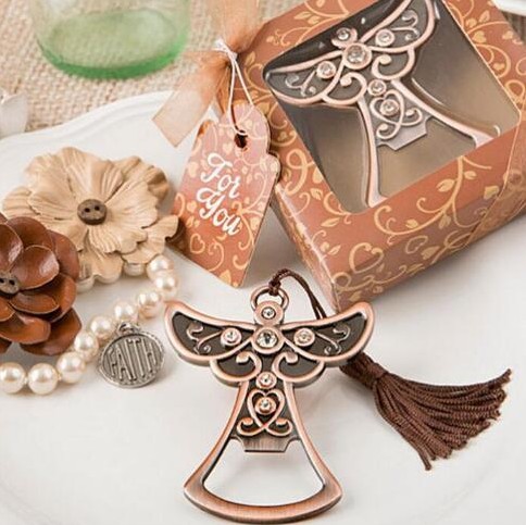 Copper Angel Wedding Party Favors Metal Bottle Opener In Gift Box