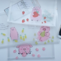 Pink Piglets Fashion Animals A4 Plastic Document Wallets Zipper File Folder Zig Bags