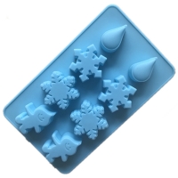 Christmas Snowman Snowflake Blue Silicone Mould Chocolate Fondant Jelly Mold