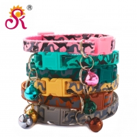Camouflage Patterned Adjustable Kitten Cat Collar With Bell And Snap Buckle
