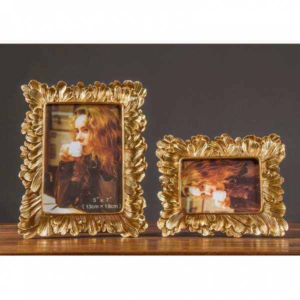 Leaves Gold Silver 6x4 Inch Freestanding Portrait Photo Frame