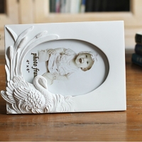 White Frame with Swan 6x4 Inch Freestanding Portrait Photo Frame