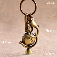Globe Bronze Retro Style Antiques Keyring