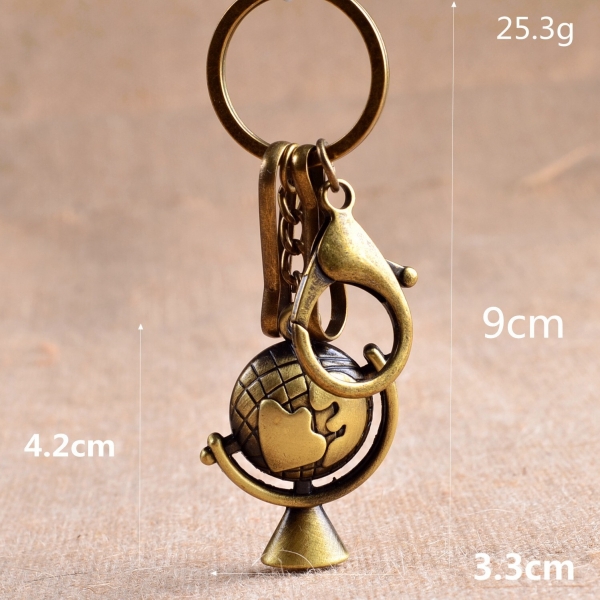 Globe Bronze Retro Style Antiques Keyring
