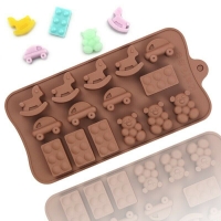 Baby Toys Cars Rocking Horse Bear Bricks Silicone Mould Chocolate Ice Cube Mold