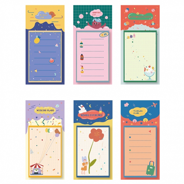 Cute Girls Cartoon Animals Shopping List To Do List Sticky Notes Pad