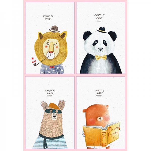 4pk Zoo Animals Giant Panda Lion Cute Mini Notebooks Small Notepads Memo Pads