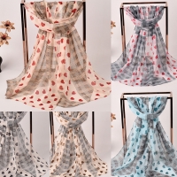Hearts Patterned X506 Fashion Ladies Scarves Chiffon Scarf Womens Shawls