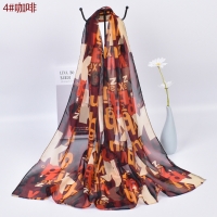 Colorful Alphabet Letters Patterned Fashion Ladies Chiffon Scarf Shawls X523