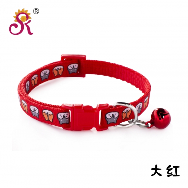Shiba Inu Printing Adjustable Kitten Cat Collar With Bell And Snap Buckle