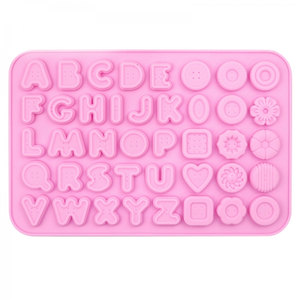A-Z Alphabet Letters Buttons Pink Silicone Mould Chocolate Fondant Ice Cube Mold