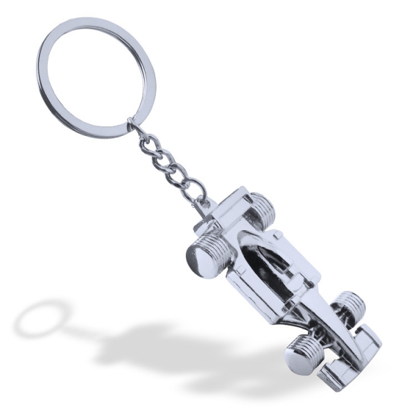 Silver 3D Single Seater Formula Racing Car Keyring Novelty Metal Key Ring Gift