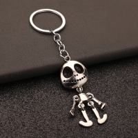 Large Skeleton Skull Retro Style Silver Metal Keyring Cool Halloween Gift