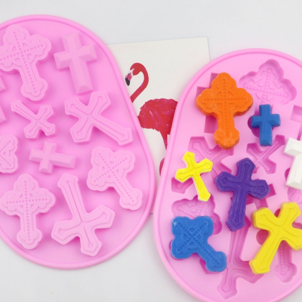 Silicone Chocolate Mould Cross Cookies Candy Ice Cube Tray Jelly Mold Wax Melt