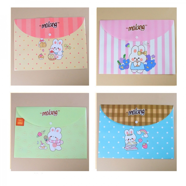 Cute Animal Rabbit Fashion A4 Plastic Document Wallets File Folders