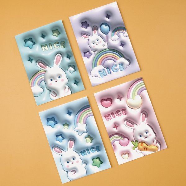 4pk Rabbit Cute Animals Mini Notebooks Small Notepads Notes Pad Pocket Memo Pads
