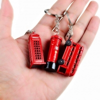 3pc 3D London Red Bus Telephone Booth Postbox Keyring UK Holiday Souvenir Gift