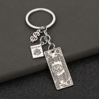 American Dollar Money Notes Silver Keyring Novelty Metal Key Ring Holiday Gift