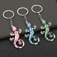 Gecko Lizard Colourful Metal Keyring Novelty Key Rings Handbag Pendant Bag Charm