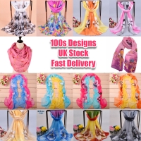 Flowers Floral Fashion Ladies Scarves Chiffon Scarf Womens Shawls Collection