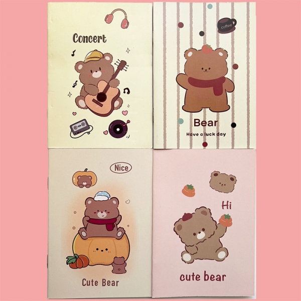 4pk Bears Cubs Cute Animals Mini Notebooks Small Notepads Pocket Memo Pads