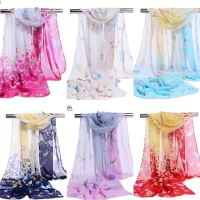 Butterflies Patterned Fashion Ladies Scarves Chiffon Scarf Womens Shawls